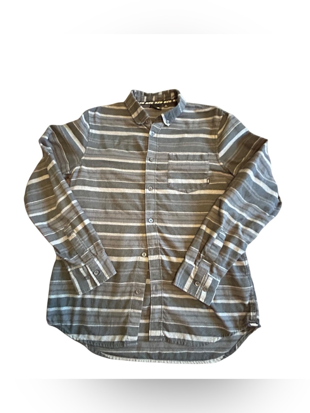 Vans Gray Striped Casual Button-Down Shirt